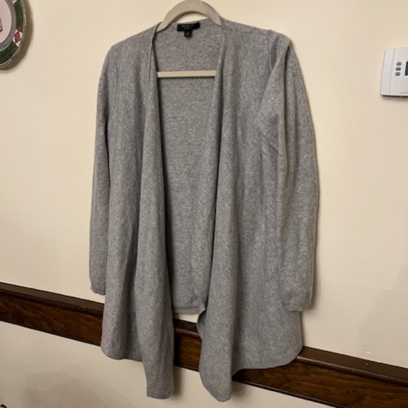 Ann Taylor 100% cashmere gray waterfall cardigan L Large - Picture 1 of 3